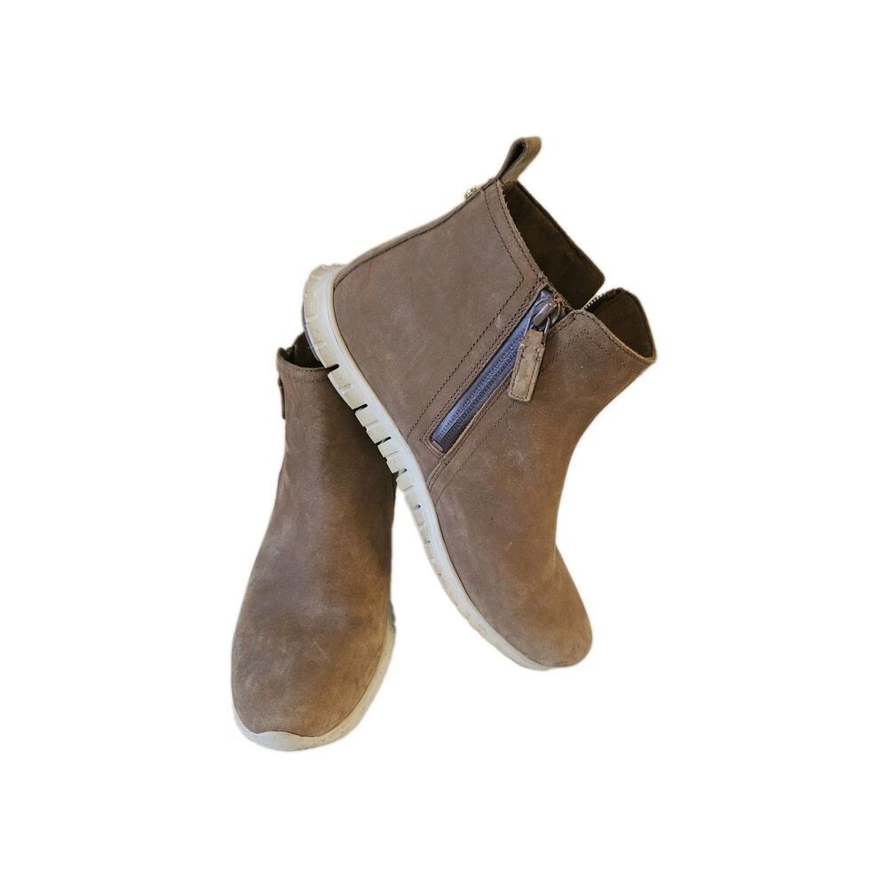 Cole Haan Grand.ØS Zerogrand Waterproof Brown Suede Ankle Bootie Zip 7.5B - Picture 2 of 6